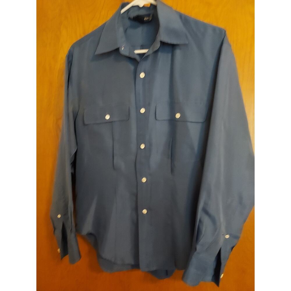 Vintage Women's Ralph Lauren Silk Size 6 Blouse Blue Dry Cleaned EUC one spot